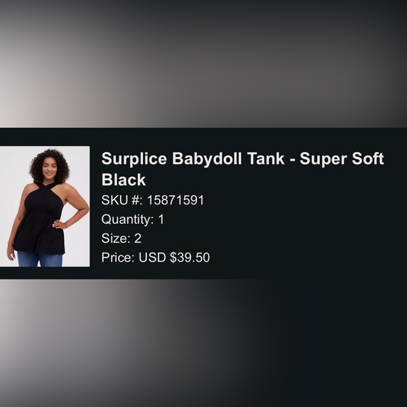 ❌SOLD❌Torrid Halter Neck Surplice Babydoll Tank Super Soft Black Size 2 - Picture 1 of 5